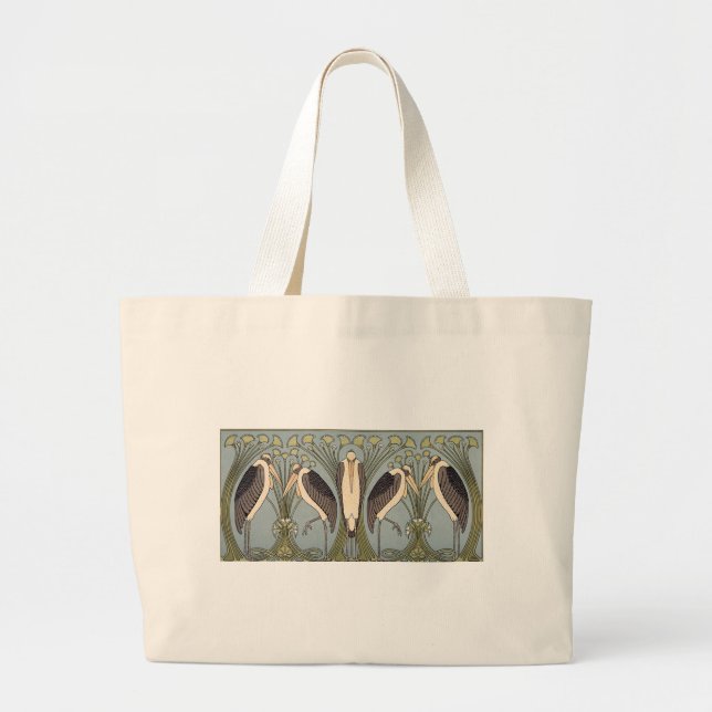 Art Nouveau Storks Jumbo Stoffbeutel (Vorne)