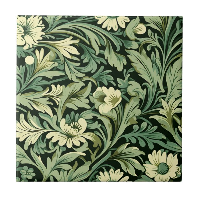 Art Nouveau Style Blumenmuster Fliese (Vorderseite)