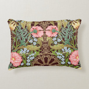 Art Nouveau Style Floral: Farbiges Vintages Muster Dekokissen