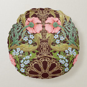 Art Nouveau Style Floral: Farbiges Vintages Muster Rundes Kissen