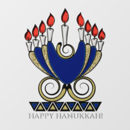 Art Nouveau Style Hanukkah Menorah Fensteraufkleber