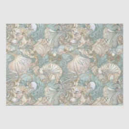 Art Nouveau Style Seashells Wiederholung Muster Seidenpapier