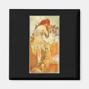 Art Nouveau Summer Mucha Y Schöne Elegante Frauen Magnet