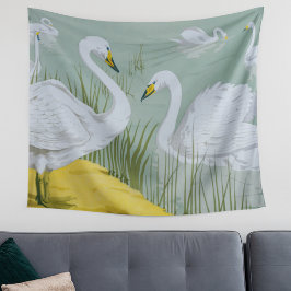 Art Nouveau Swans Wandteppich