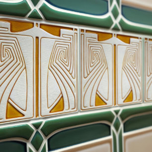 Art Nouveau-Symmetrie Orange aus der Mitte des Jah Fliese