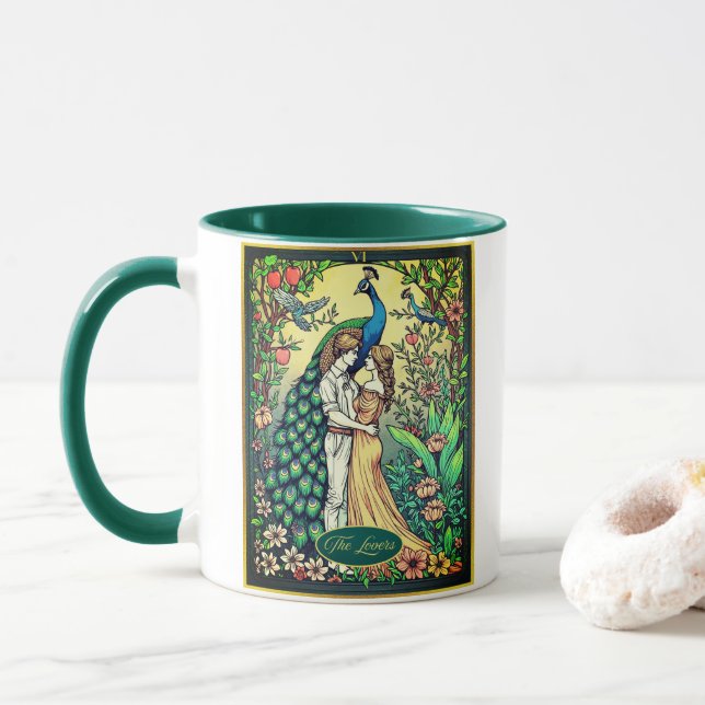 Art Nouveau Tarot Card, The Lovers Tasse (Mit Donut)