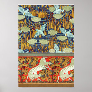 Art Nouveau Textil Königspferd Verneuil Poster