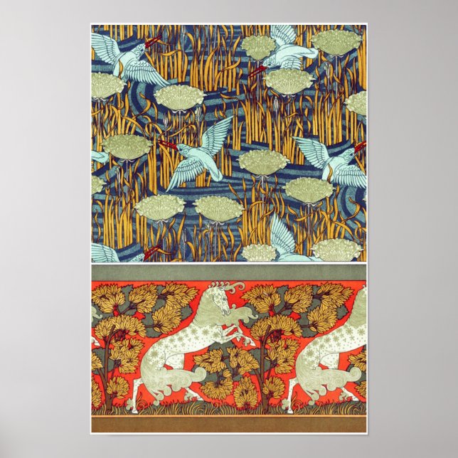 Art Nouveau Textil Königspferd Verneuil Poster (Vorne)