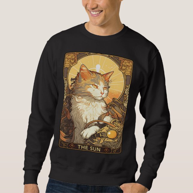 Art Nouveau The Sun Tarot Card Cat Taro Sweatshirt (Vorderseite)