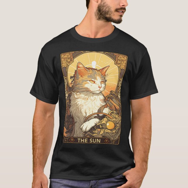 Art Nouveau The Sun Tarot Card Cat Taro T-Shirt (Vorderseite)
