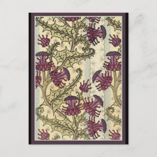 Art Nouveau Thistle Blume Postkarte