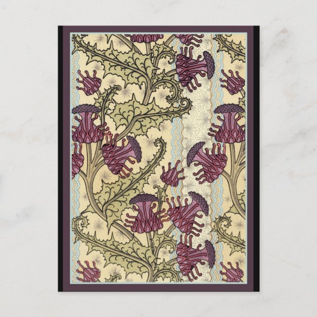Art Nouveau Thistle Blume Postkarte (Vorderseite)
