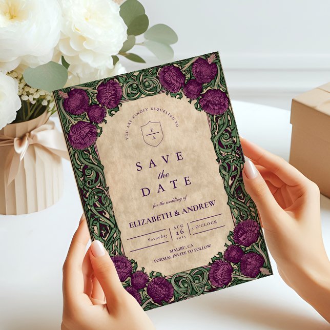 Art Nouveau Thistle Wedding Save The Date (Von Creator hochgeladen)