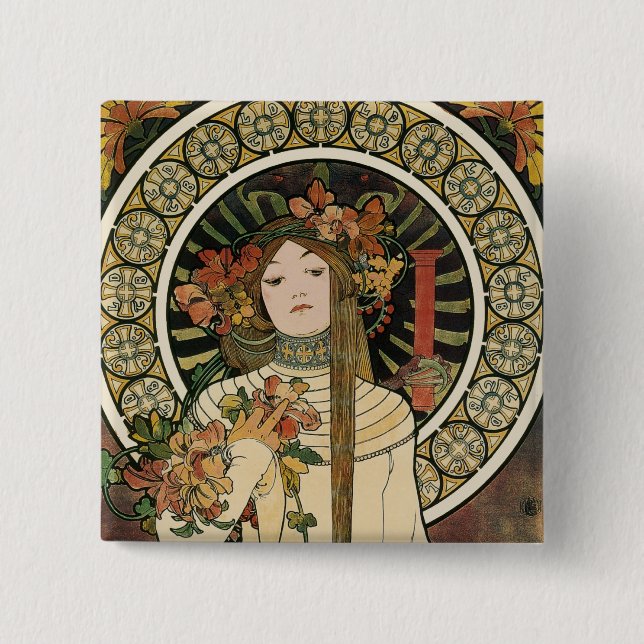 Art Nouveau Trappistine Mucha Button (Vorderseite)