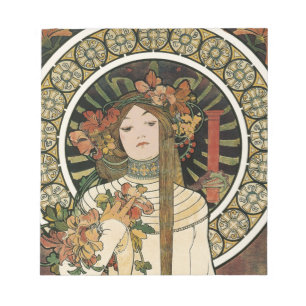 Art Nouveau Trappistine Mucha Notizblock