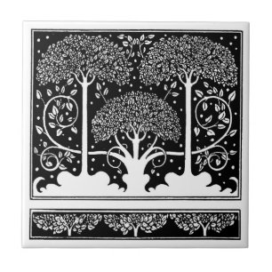 Art Nouveau Tree Beardsley Muster Fliese