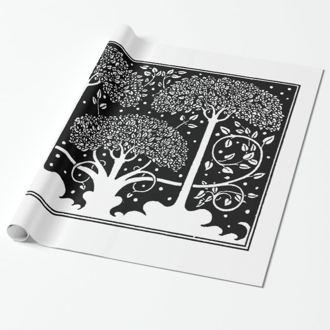 Art Nouveau Tree Beardsley Muster Geschenkpapier (Ungerollt)