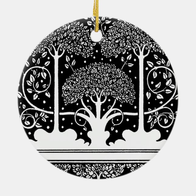 Art Nouveau Tree Beardsley Muster Keramikornament (Hinten)
