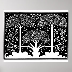 Art Nouveau Tree Beardsley Muster Poster