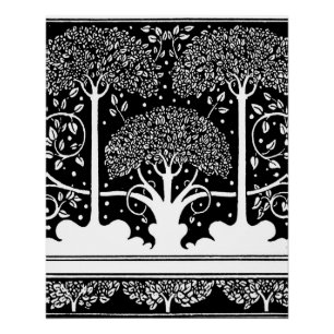 Art Nouveau Tree Beardsley Muster Poster