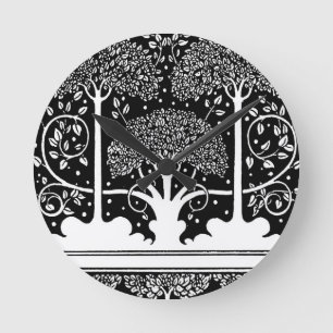 Art Nouveau Tree Beardsley Muster Runde Wanduhr