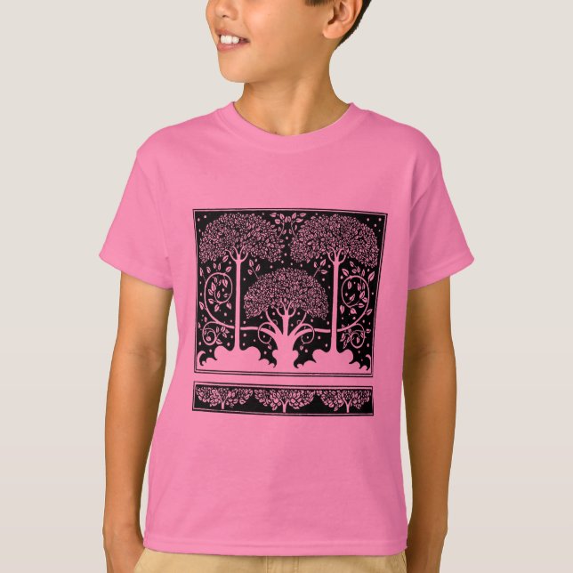 Art Nouveau Tree Beardsley Muster T-Shirt (Vorderseite)