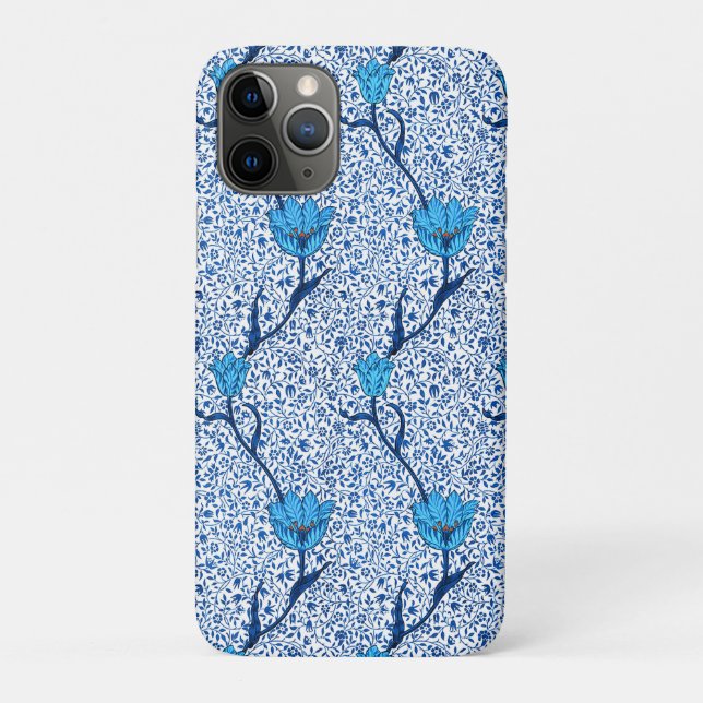 Art Nouveau Tulip Damask, Cobalt Blue Case-Mate iPhone Hülle (Rückseite)