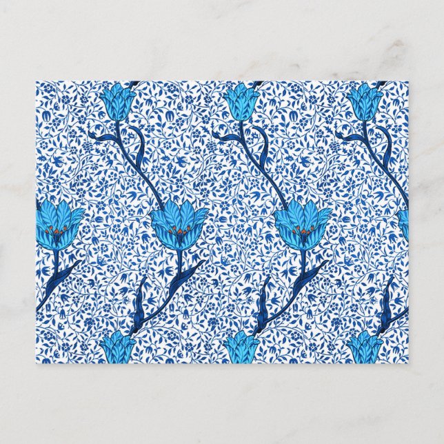 Art Nouveau Tulip Damask, Cobalt Blue Postkarte (Vorderseite)