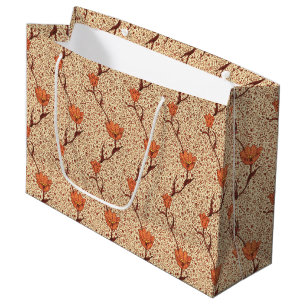 Art Nouveau Tulip Damask, Coral Orange und Beige Große Geschenktüte