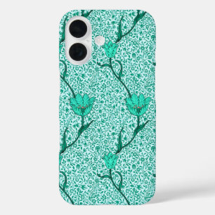 Art Nouveau Tulip Damask, Türkis iPhone 16 Hülle