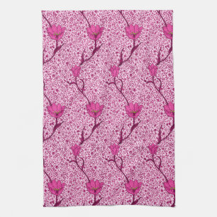 Art Nouveau Tulip Damask, Wine & Fuchsia Pink Handtuch