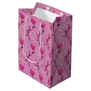 Art Nouveau Tulip Damask, Wine & Fuchsia Pink Mittlere Geschenktüte