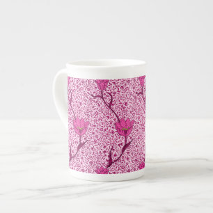 Art Nouveau Tulip Damask, Wine & Fuchsia Pink Prozellantasse