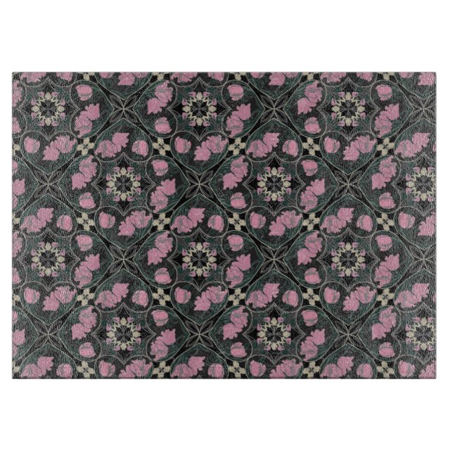 Art Nouveau Tulip Vintages Glas Cutting Board Schneidebrett (Vorderseite)