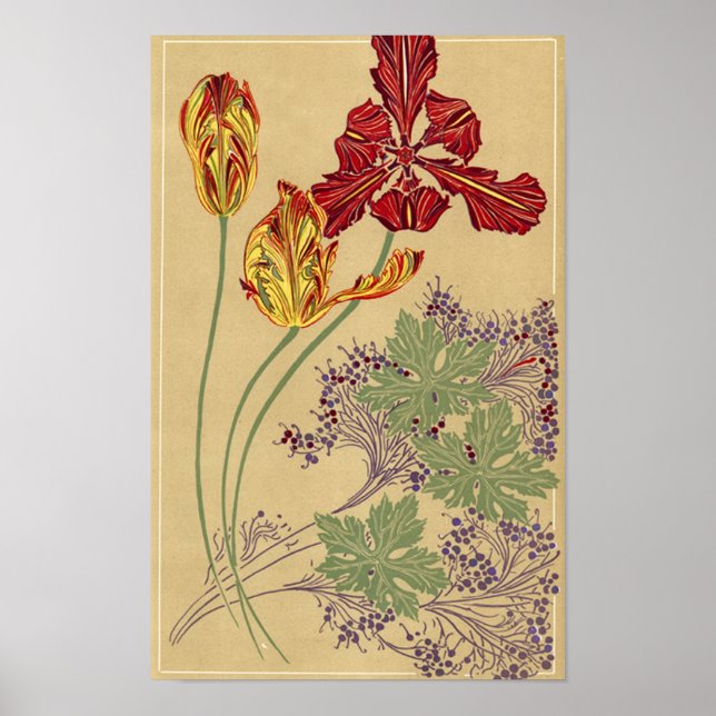 Art Nouveau Tulips Poster (Vorne)