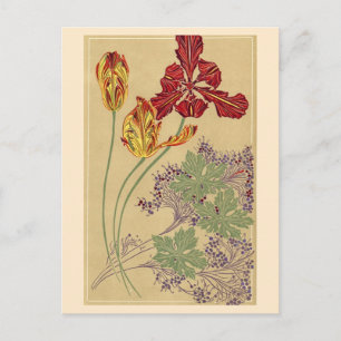 Art Nouveau Tulips Postkarte