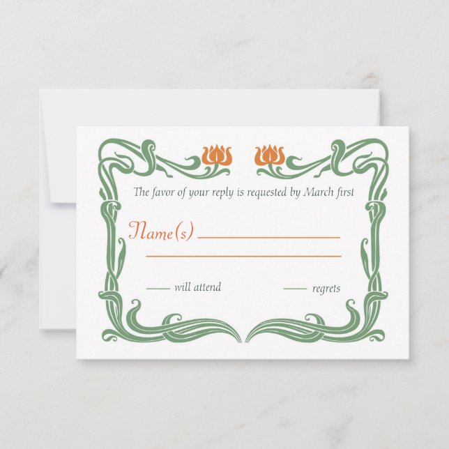 Art Nouveau Tulips Repair Card RSVP Karte (Vorderseite)