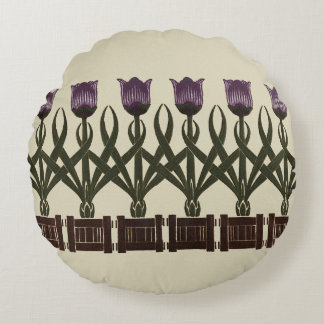 Art Nouveau Tulips Rundes Kissen