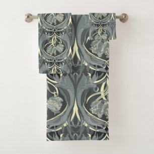 Art Nouveau Tulips Shades of Gray Badhandtuch Set