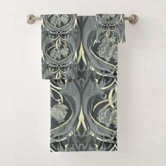 Art Nouveau Tulips Shades of Gray Badhandtuch Set