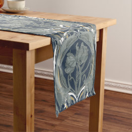 Art Nouveau Tulips Table Runner in Navy Kurzer Tischläufer
