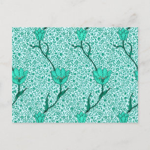 Art Nouveau Tulpen-Damaskus, Türkis Postkarte