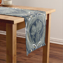 Art Nouveau Tulpen Tischläufer in Navy