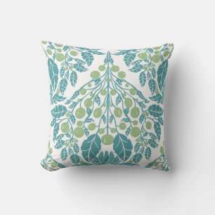 Art Nouveau Turquoise & Green-Vintag Floral Kissen