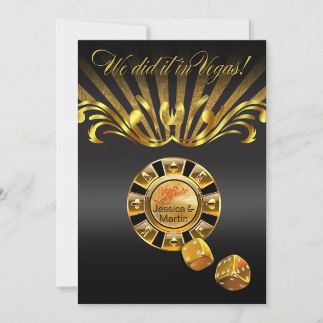 Art Nouveau Vegas Empfang | Gold schwarz Einladung (Vorderseite)