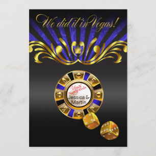 Art Nouveau Vegas Empfang   Goldblau Einladung
