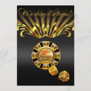 Art Nouveau Vegas Hochzeit   gold schwarz Einladung