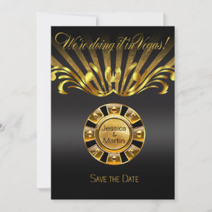 Art Nouveau Vegas Save the Date gold schwarz