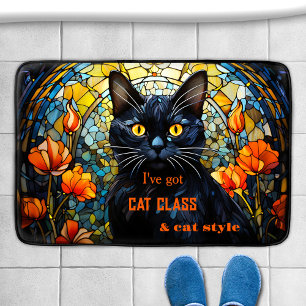 Art Nouveau verkettete Glaskatze Badematte