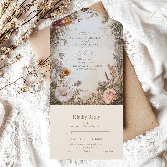 Art Nouveau Viktorianisch Royal Floral Wedding All In One Einladung (Von Creator hochgeladen)